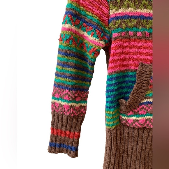 Mimi & Maggie Girls Cotton Hooded Colorful Cardigan Faux Fur Long Line Kids M - Picture 5 of 10